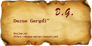 Dezse Gergő névjegykártya